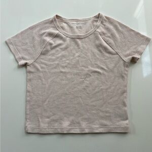 American Eagle Waffle Crop Tee T Shirt Short Sleeve ~ Sz XS ~ Beige